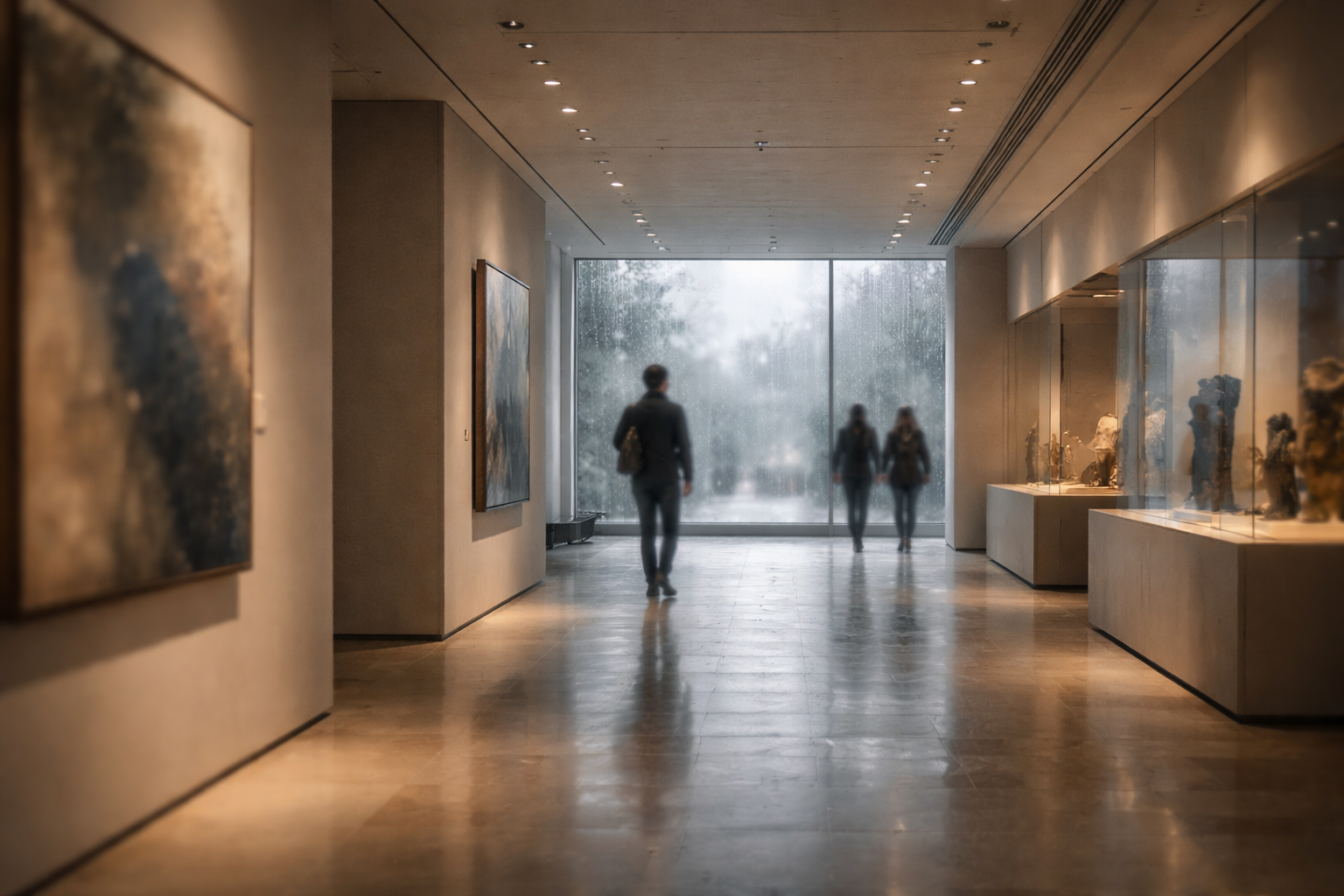 Indoor rainy day museum café